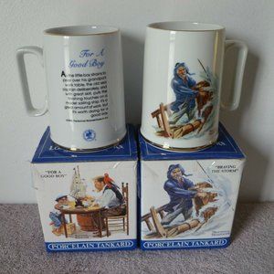 2 Collectable Norman Rockwell Porcelain Tankard